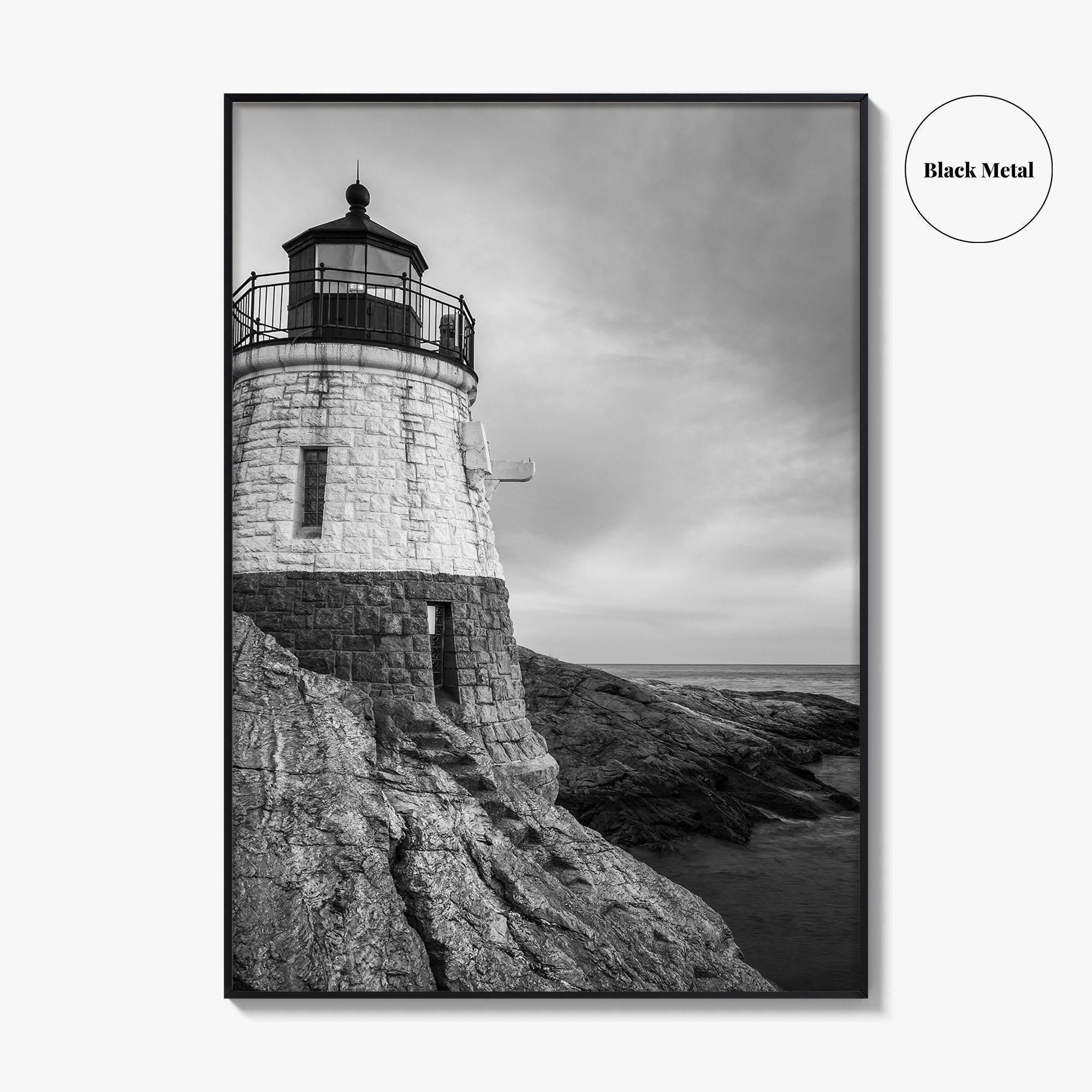Newport Rhode Island Black and White Fine Art Photo Print, Castle Hill Lighthouse Poster