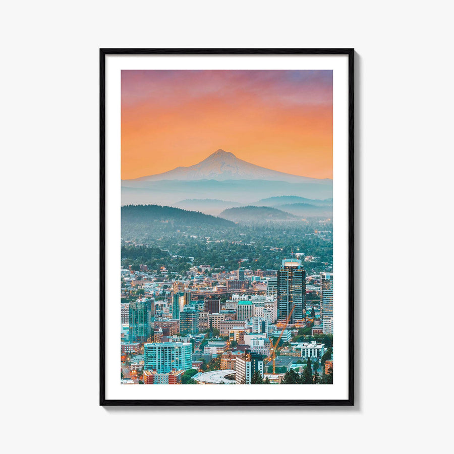 Portland Oregon Skyline Fine Art Photo Print, Mt Hood, USA Wall Poster