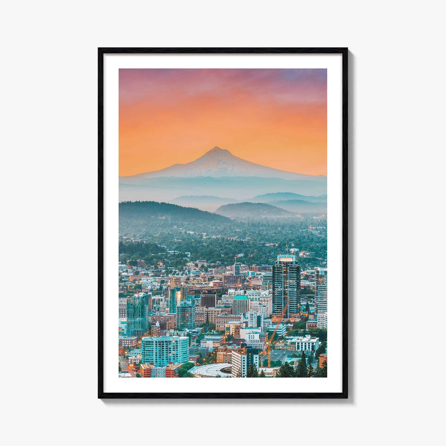 Portland Oregon Skyline Fine Art Photo Print, Mt Hood, USA Wall Poster