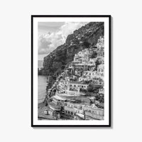 Positano Black and White Fine Art Photo Print, Amalfi Coast Italy Poster