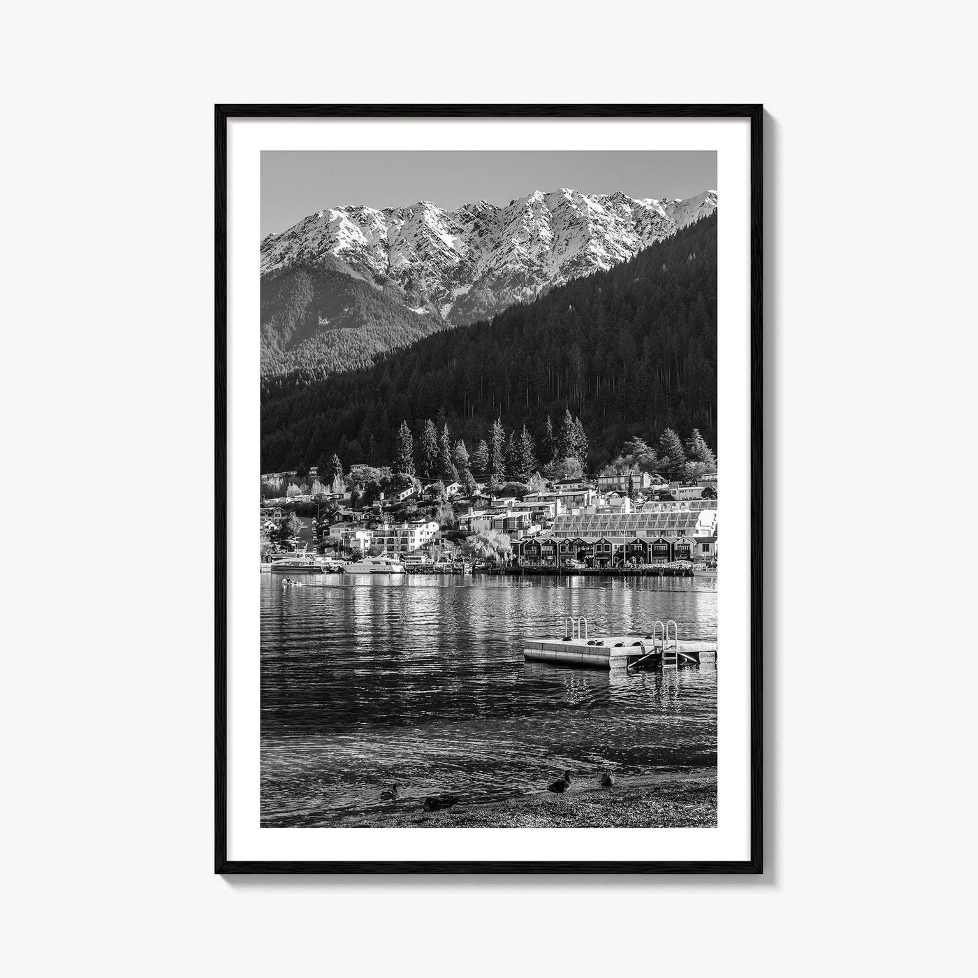 Queenstown Black and White Fine Art Photo Print, Lake Wakatipu, South Island Poster