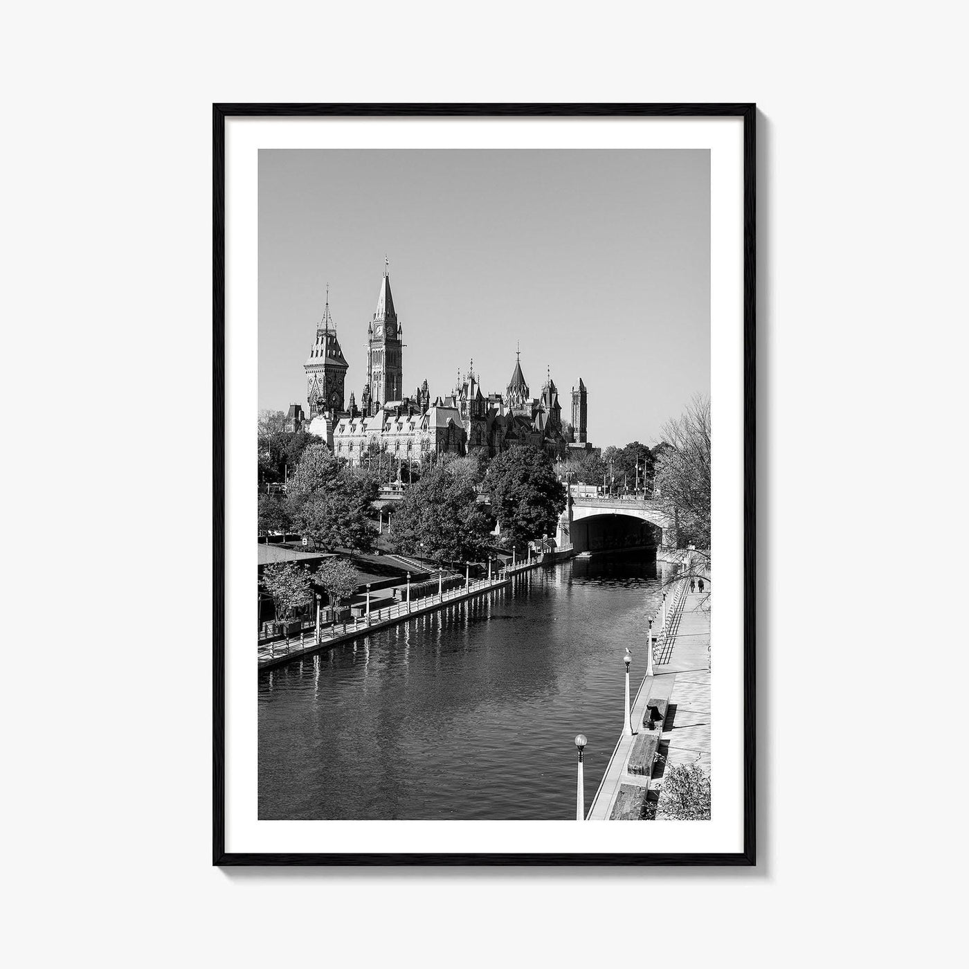 Ottawa Black and White Fine Art Photo Print, Parliament Hill Rideau Canal Ontario Poster