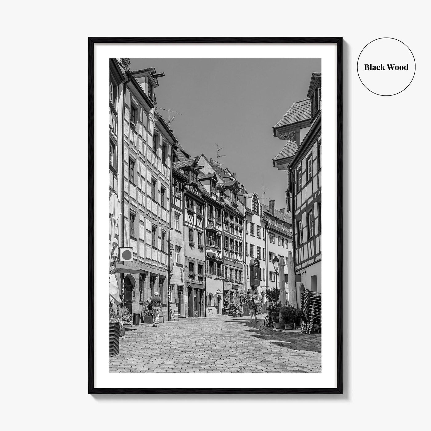 Nuremberg Black and White Fine Art Photo Print, Nürnberg Germany, Weissgerbergasse