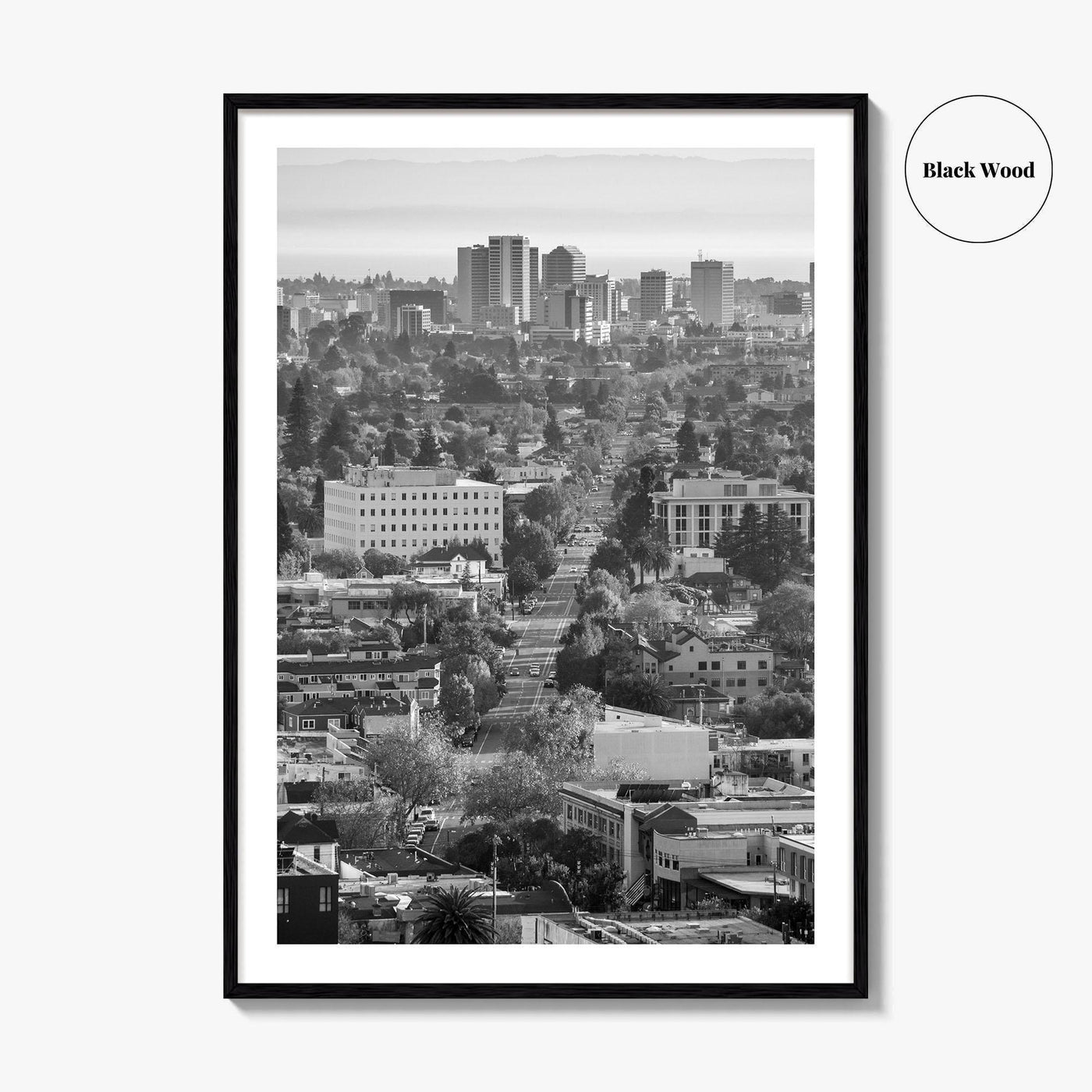 Oakland Skyline Black and White Fine Art Photo Print, Berkeley San Francisco Bay Poster