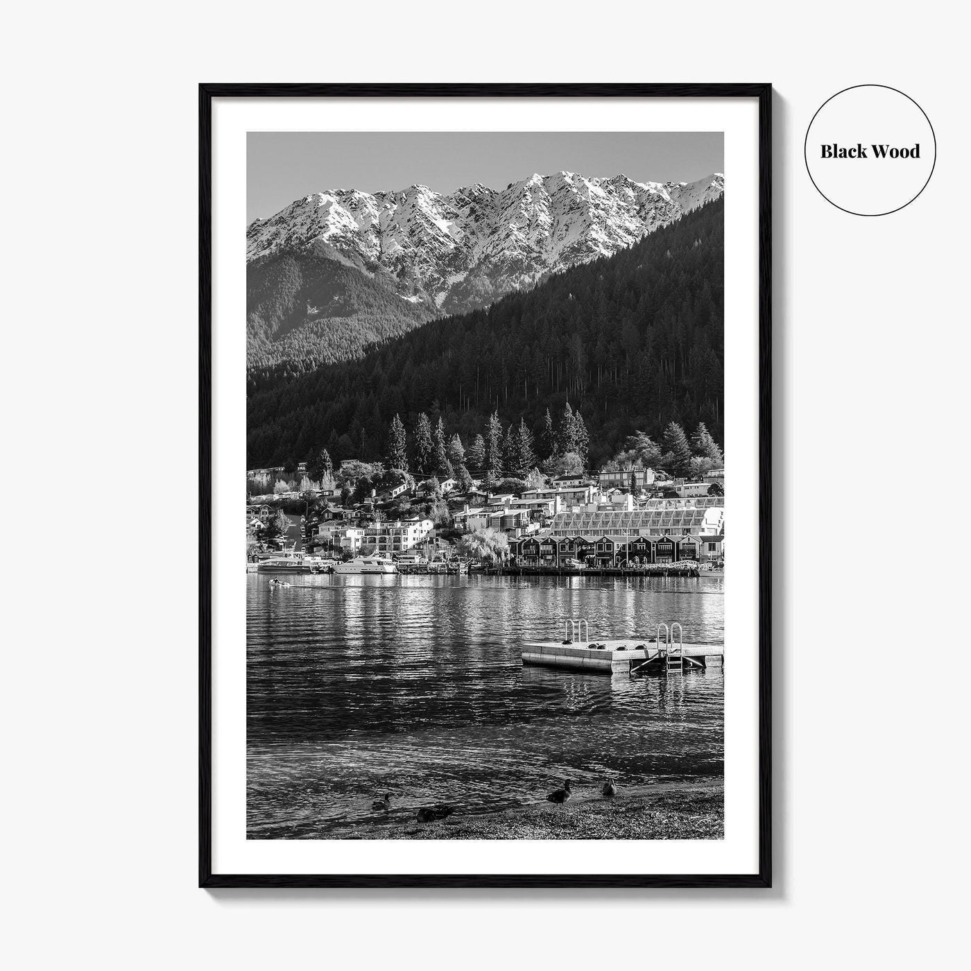 Queenstown Black and White Fine Art Photo Print, Lake Wakatipu, South Island Poster