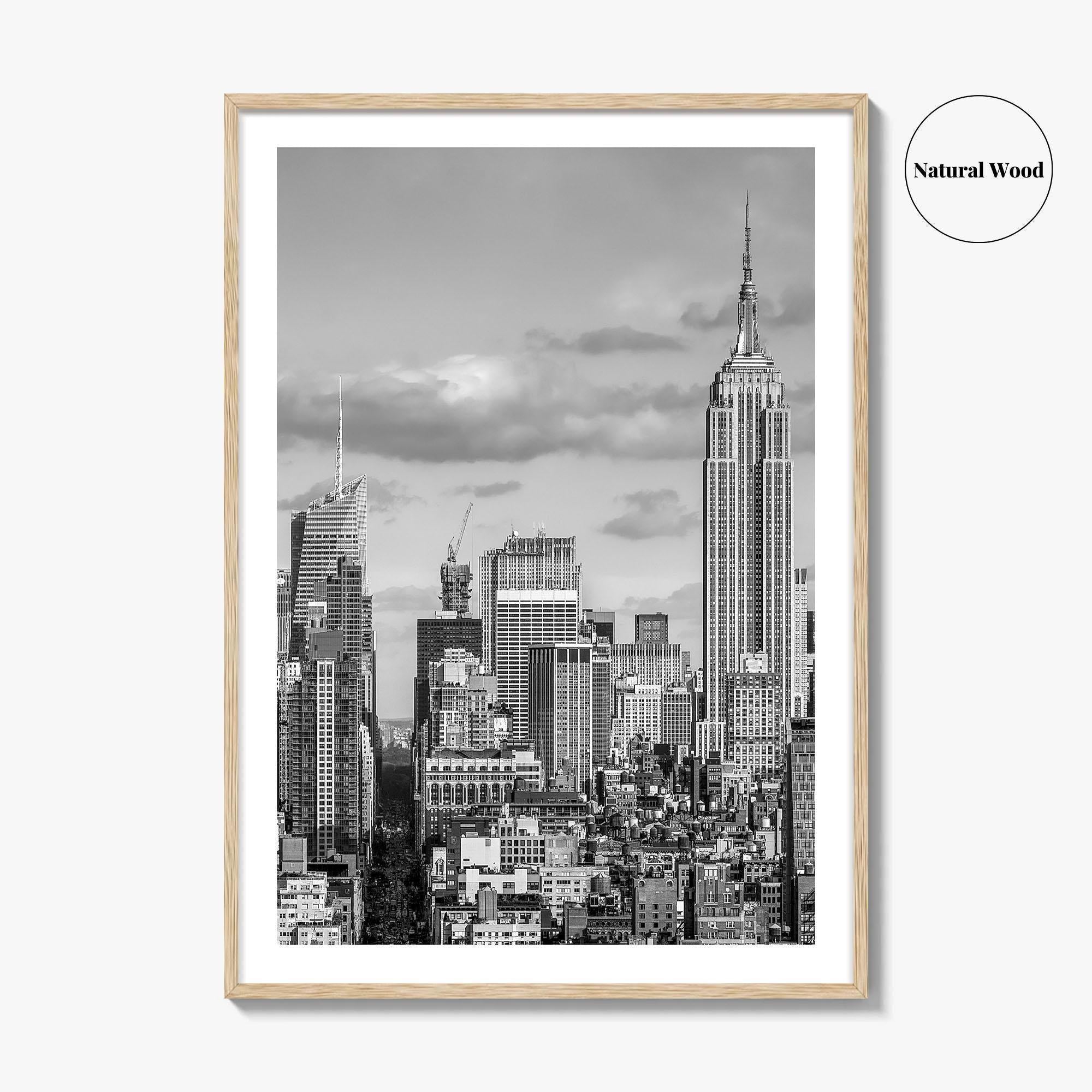 New York City Skyline Black and White Fine Art Photo Print, Manhattan Poster, USA