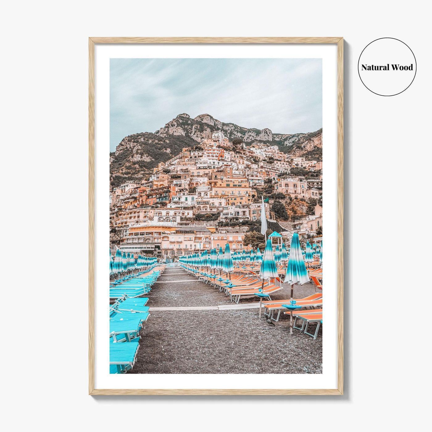 Positano Fine Art Photo Print, Amalfi Coast Italy Beach Umbrellas Wall Decor Poster