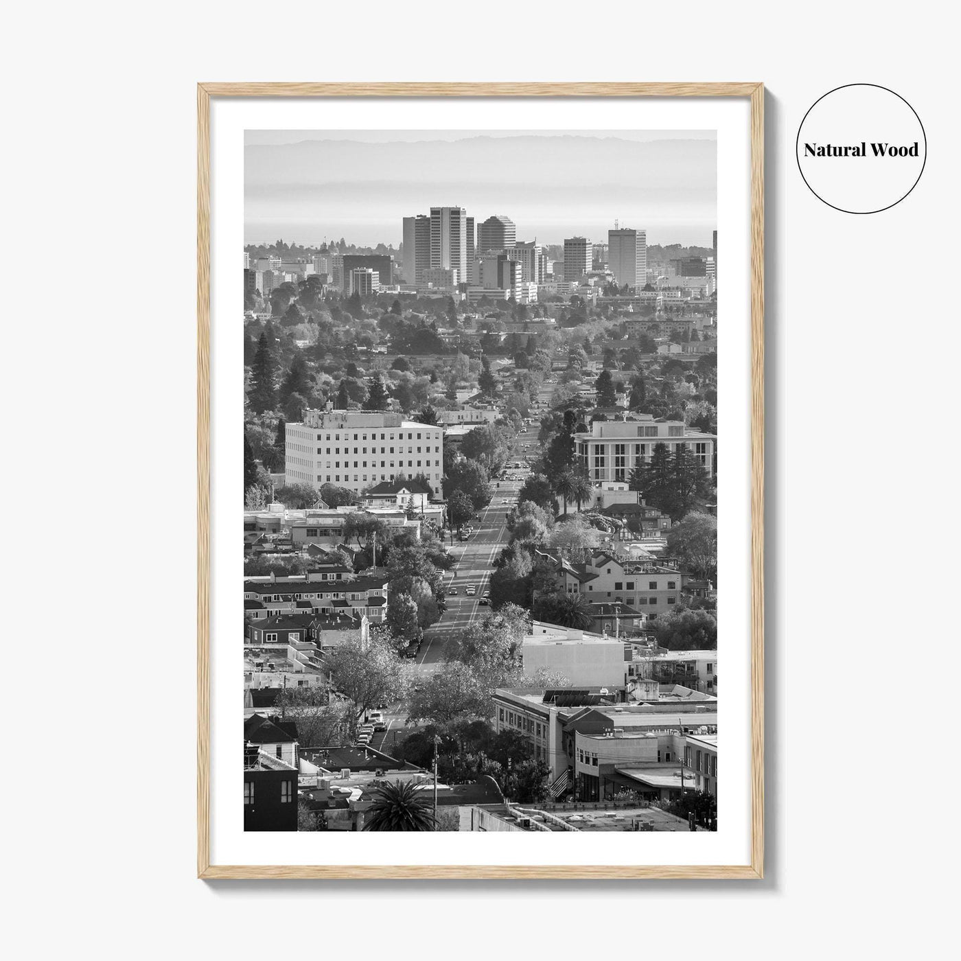 Oakland Skyline Black and White Fine Art Photo Print, Berkeley San Francisco Bay Poster