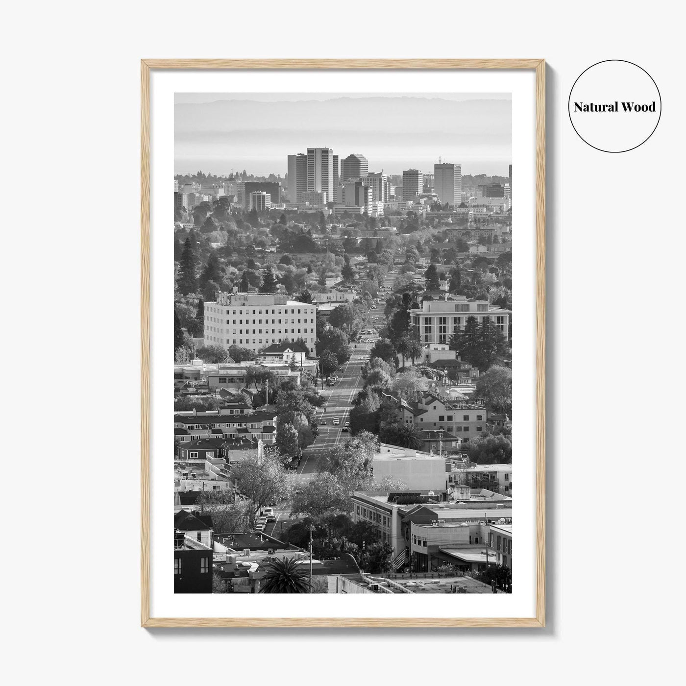 Oakland Skyline Black and White Fine Art Photo Print, Berkeley San Francisco Bay Poster