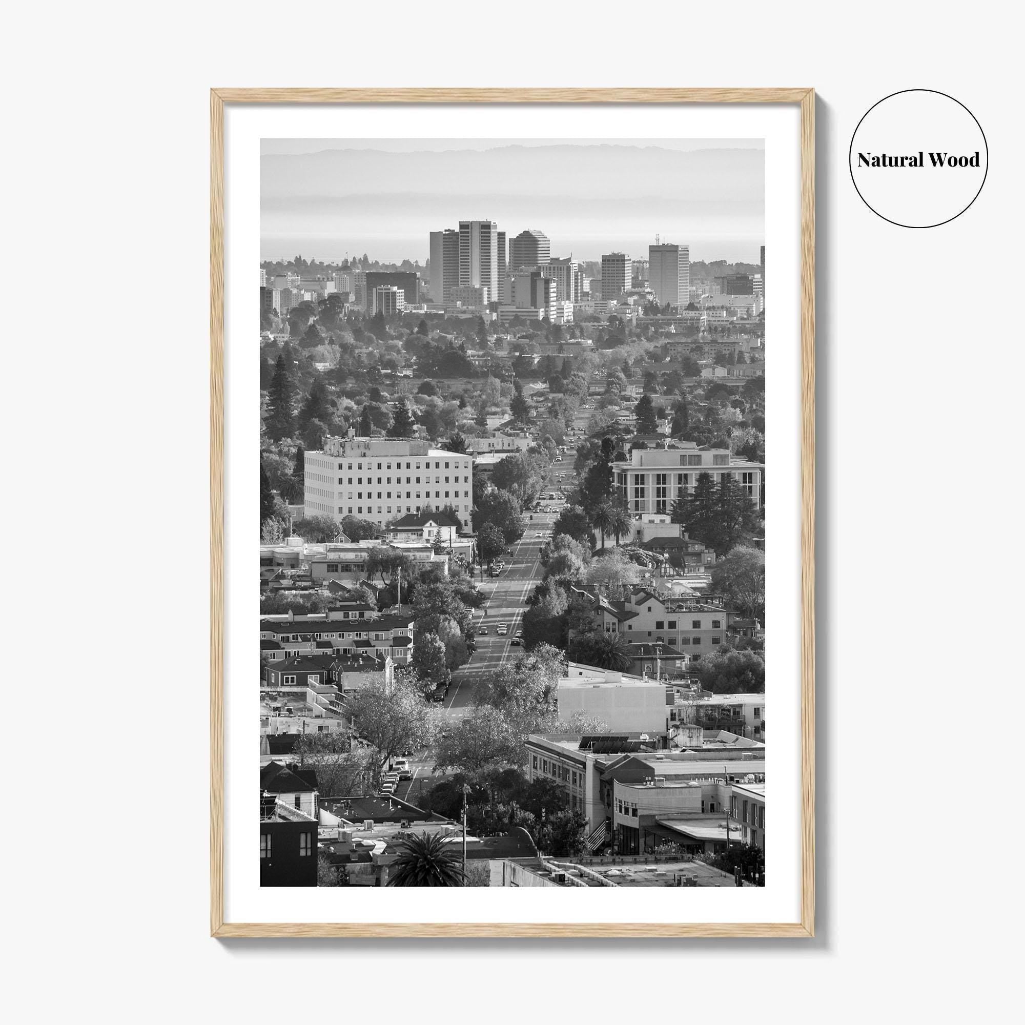 Oakland Skyline Black and White Fine Art Photo Print, Berkeley San Francisco Bay Poster