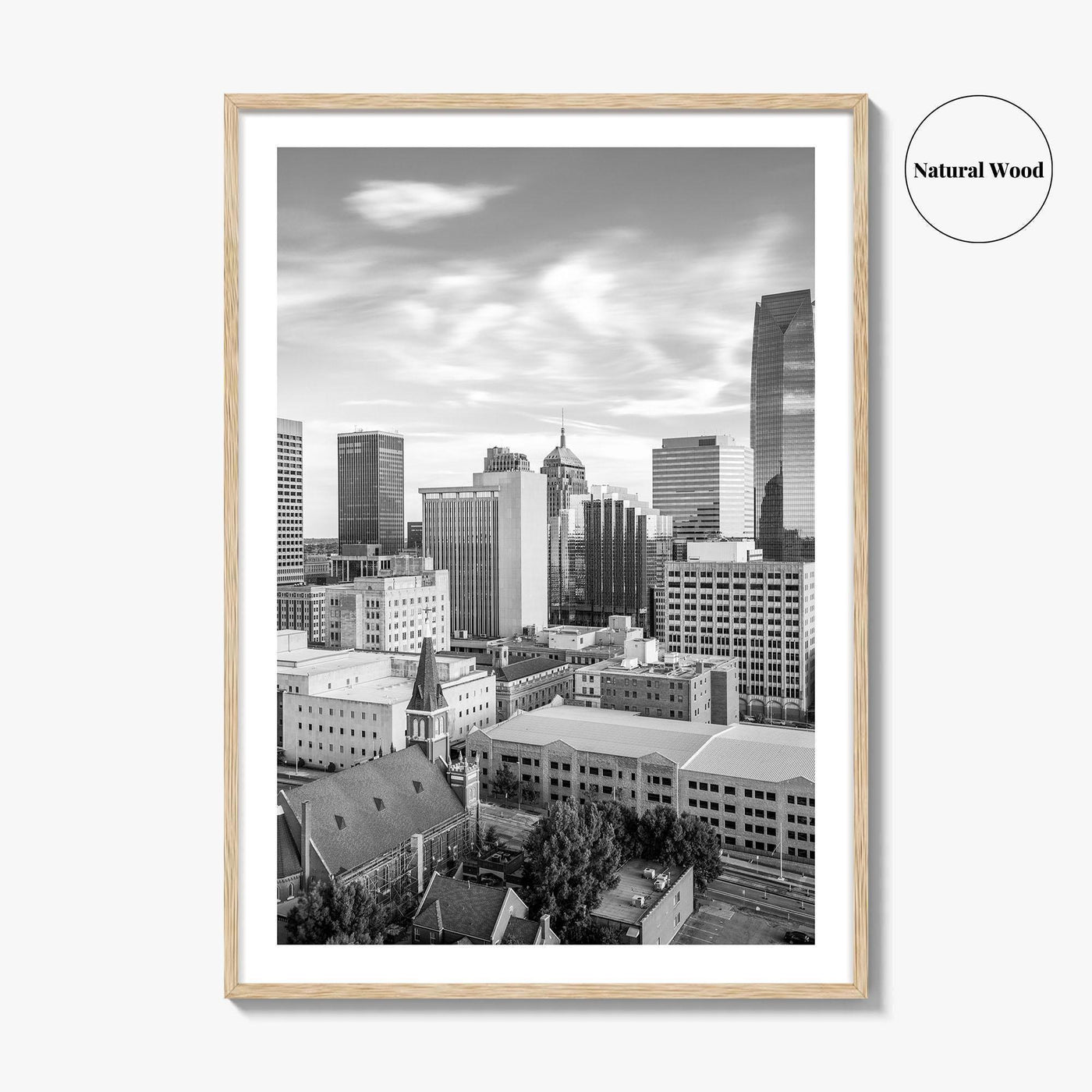 Oklahoma City Skyline Black and White Fine Art Photo Print, OKC Poster