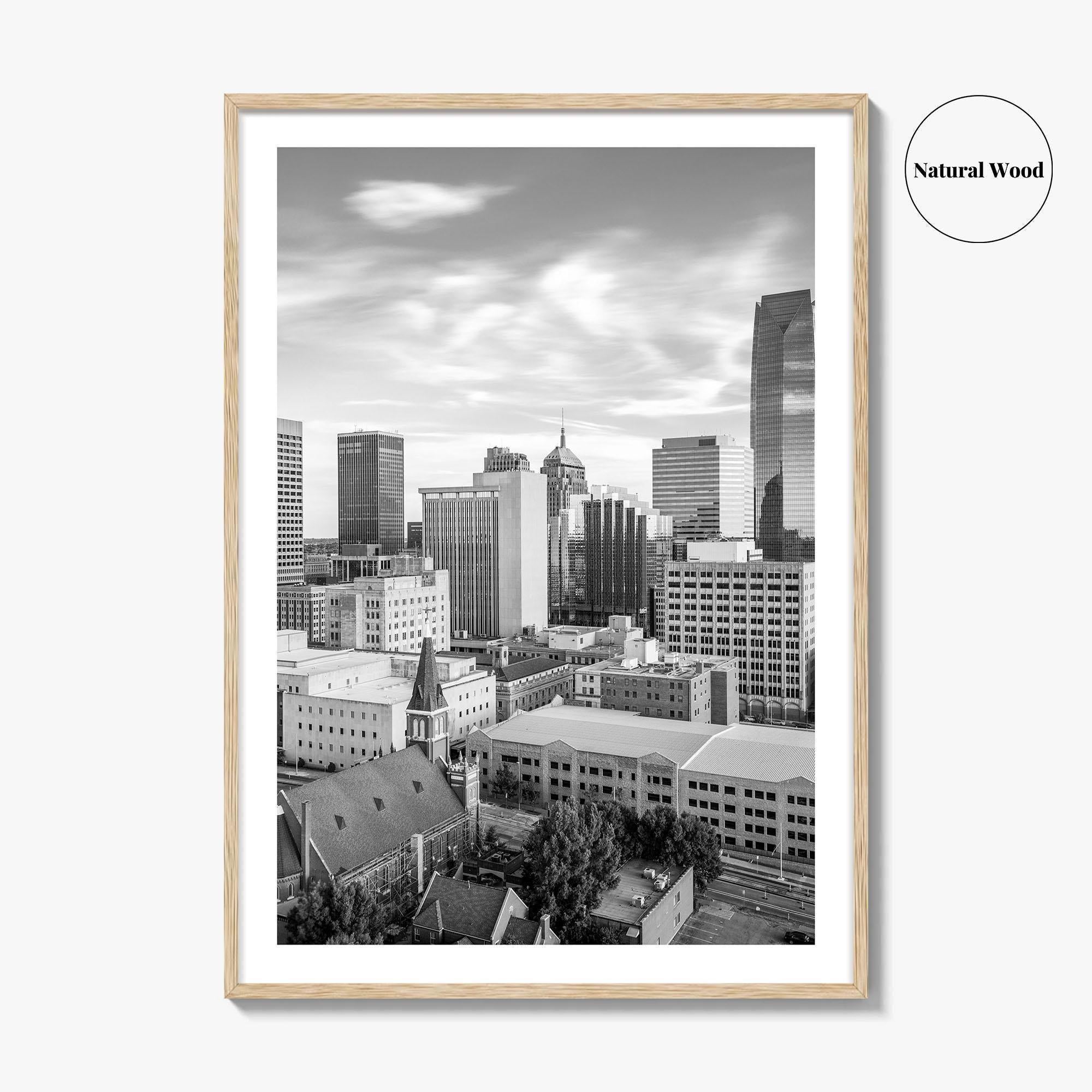 Oklahoma City Skyline Black and White Fine Art Photo Print, OKC Poster