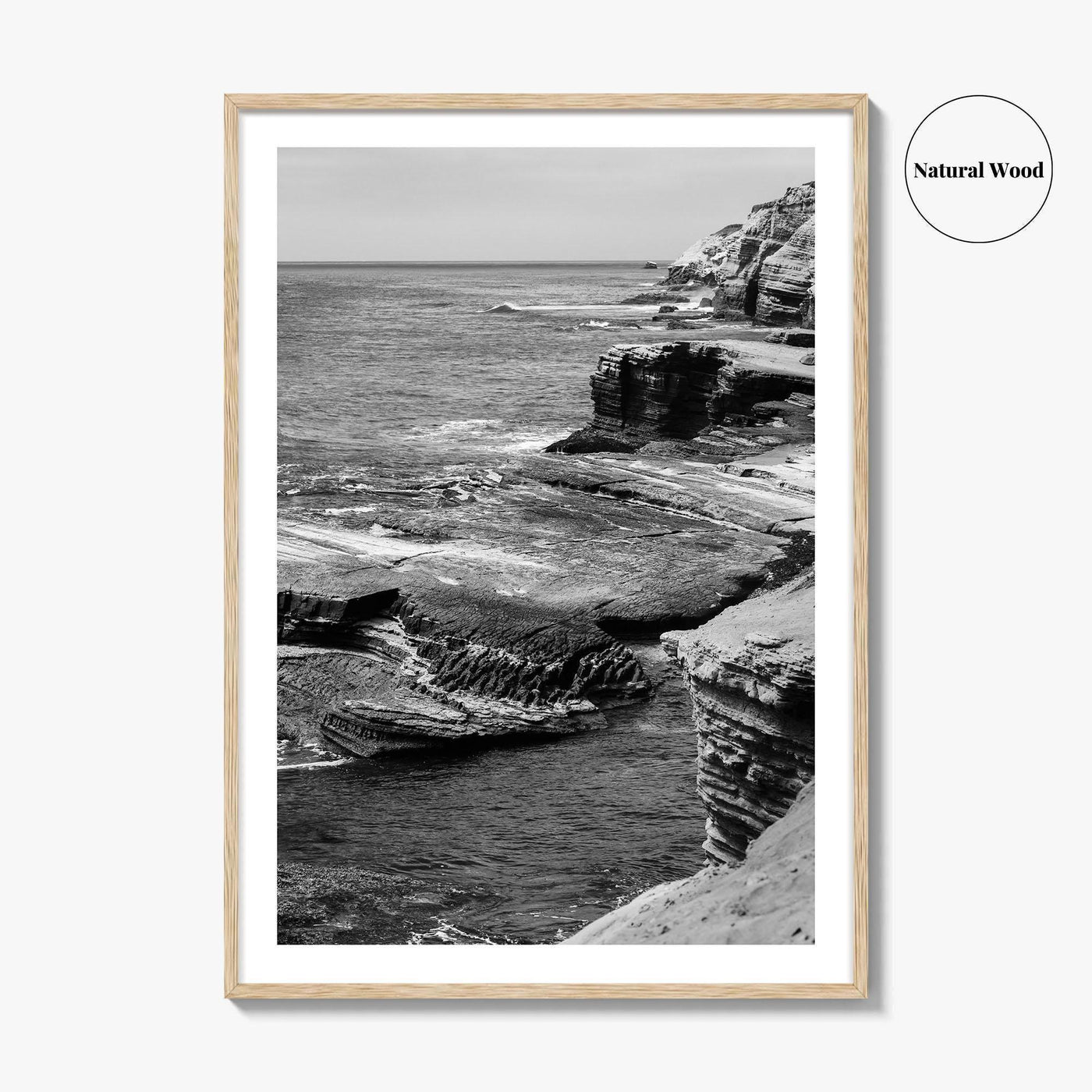 Point Loma Black and White Fine Art Photo Print, Sunset Cliffs San Diego Poster