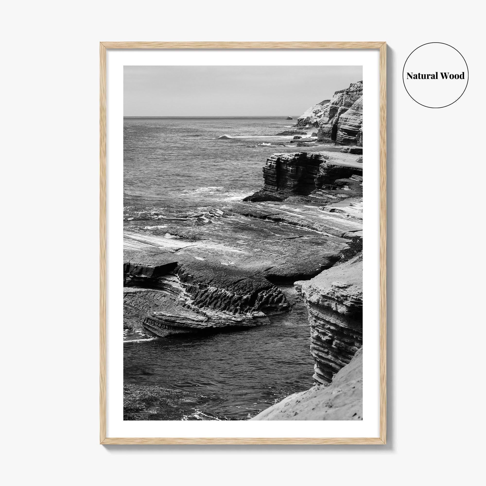 Point Loma Black and White Fine Art Photo Print, Sunset Cliffs San Diego Poster