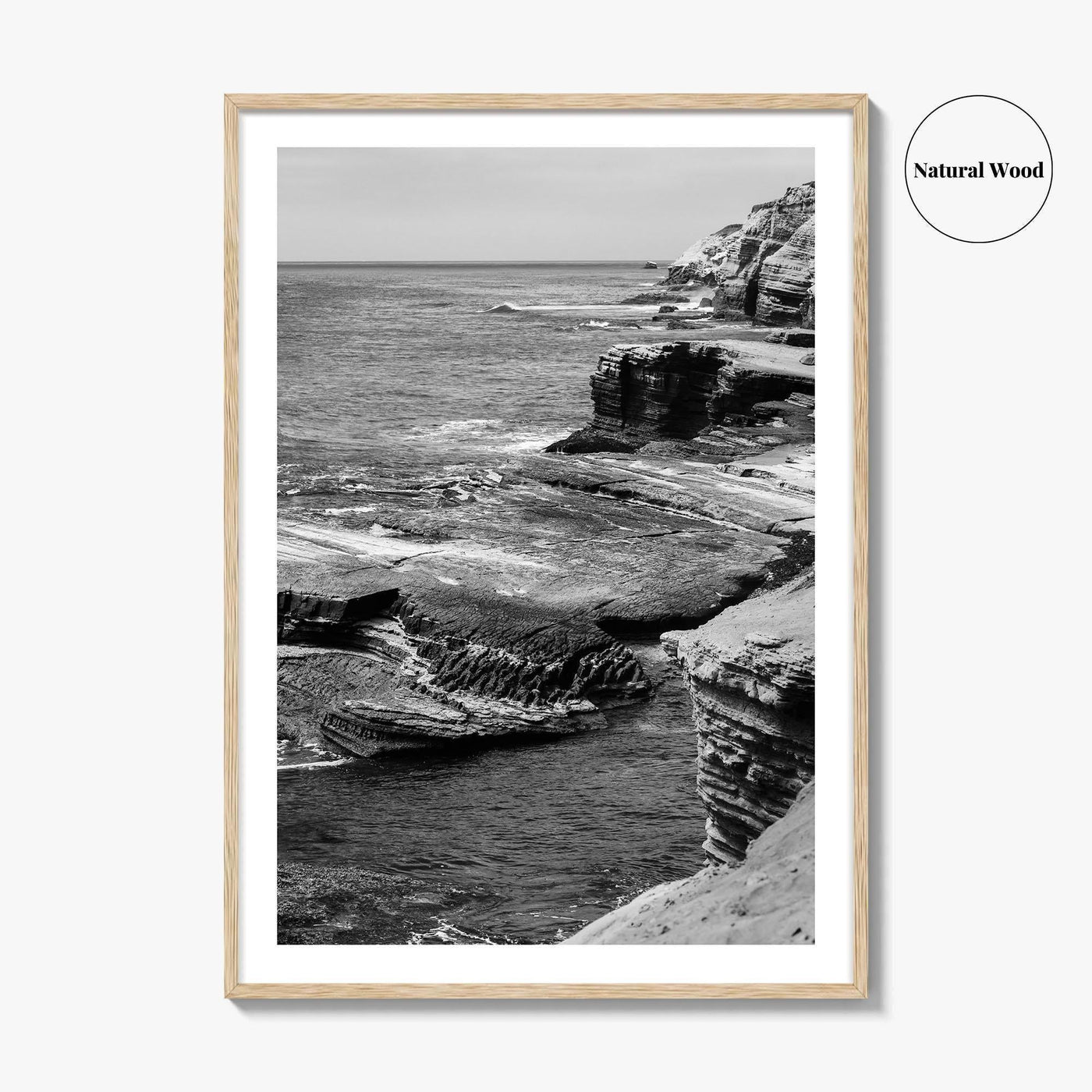 Point Loma Black and White Fine Art Photo Print, Sunset Cliffs San Diego Poster