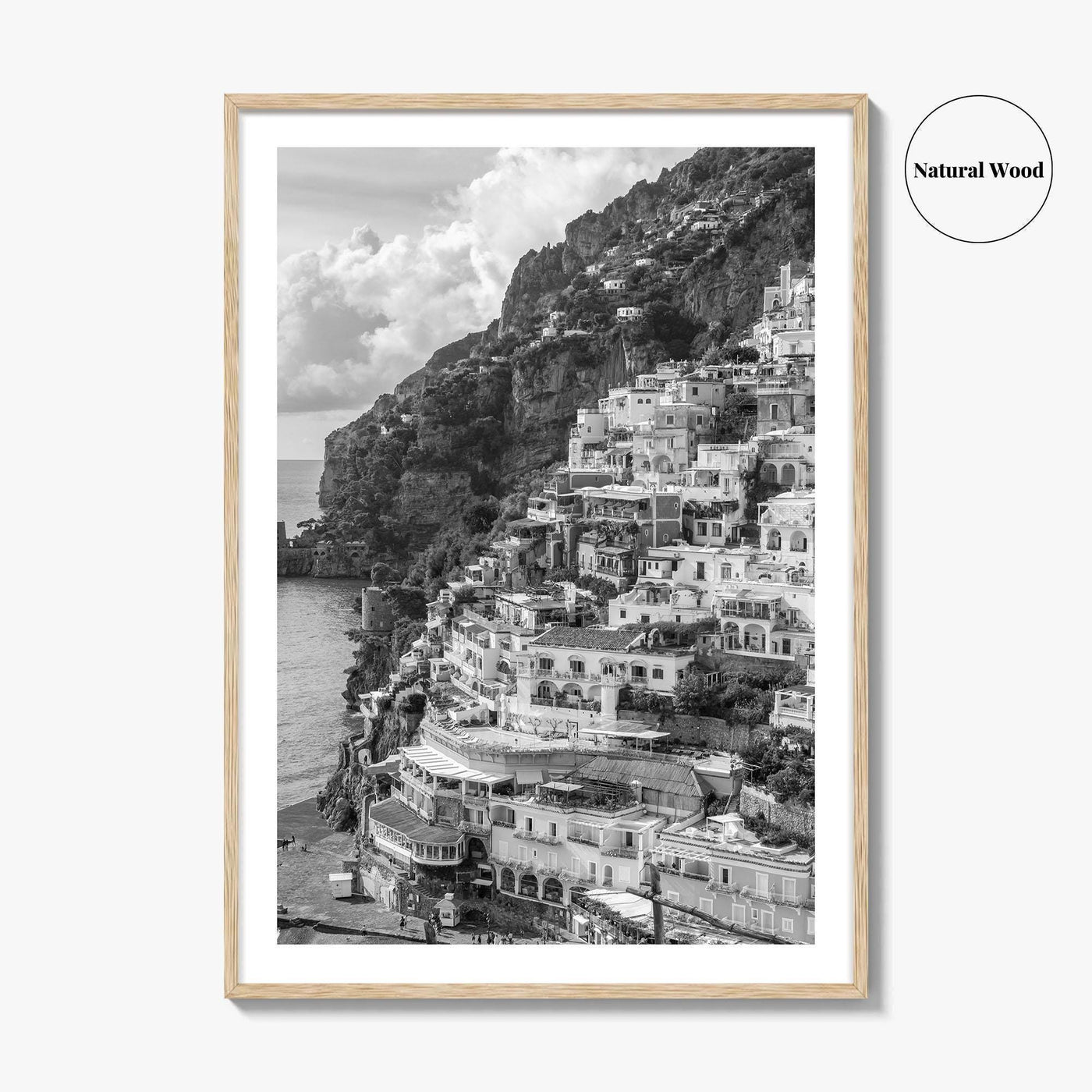 Positano Black and White Fine Art Photo Print, Amalfi Coast Italy Poster