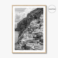 Positano Black and White Fine Art Photo Print, Amalfi Coast Italy Poster