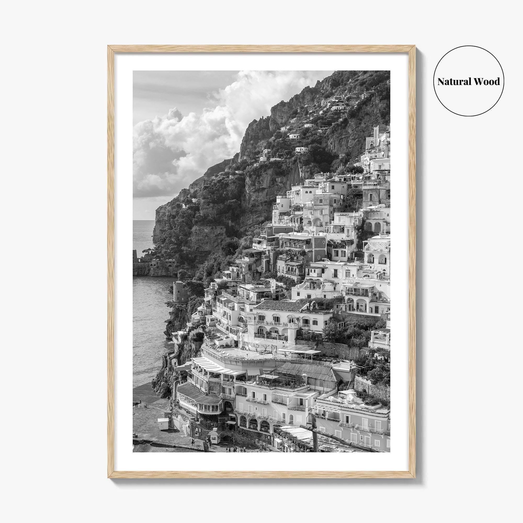 Positano Black and White Fine Art Photo Print, Amalfi Coast Italy Poster