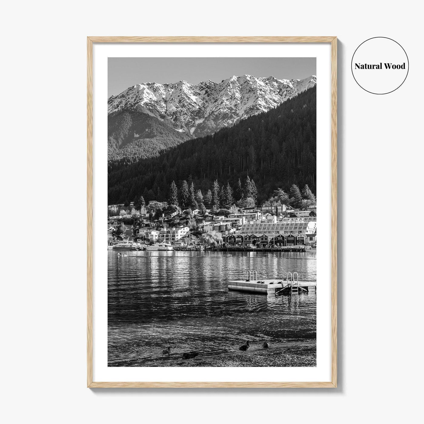 Queenstown Black and White Fine Art Photo Print, Lake Wakatipu, South Island Poster