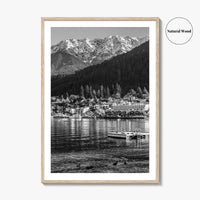 Queenstown Black and White Fine Art Photo Print, Lake Wakatipu, South Island Poster