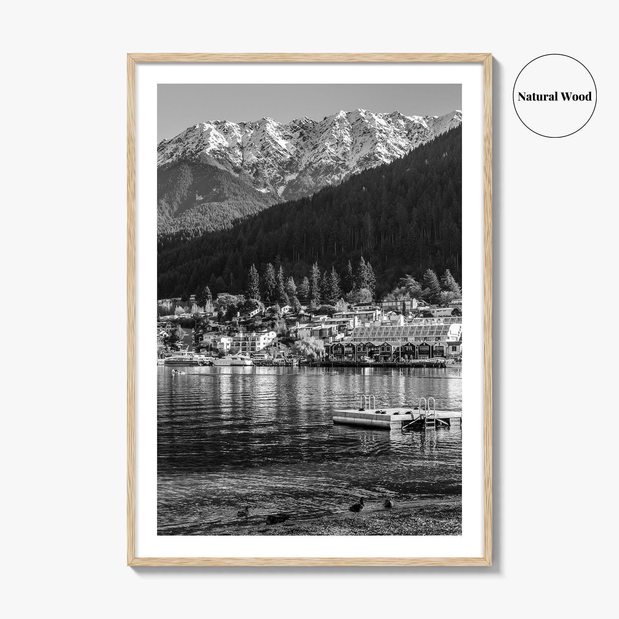 Queenstown Black and White Fine Art Photo Print, Lake Wakatipu, South Island Poster