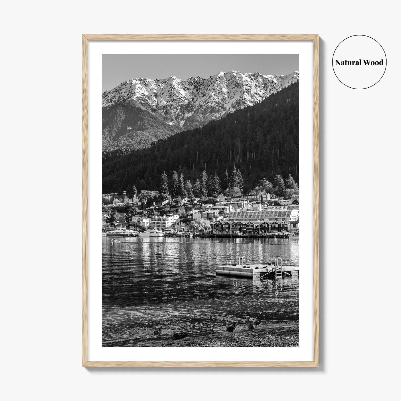 Queenstown Black and White Fine Art Photo Print, Lake Wakatipu, South Island Poster