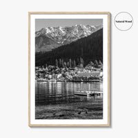 Queenstown Black and White Fine Art Photo Print, Lake Wakatipu, South Island Poster