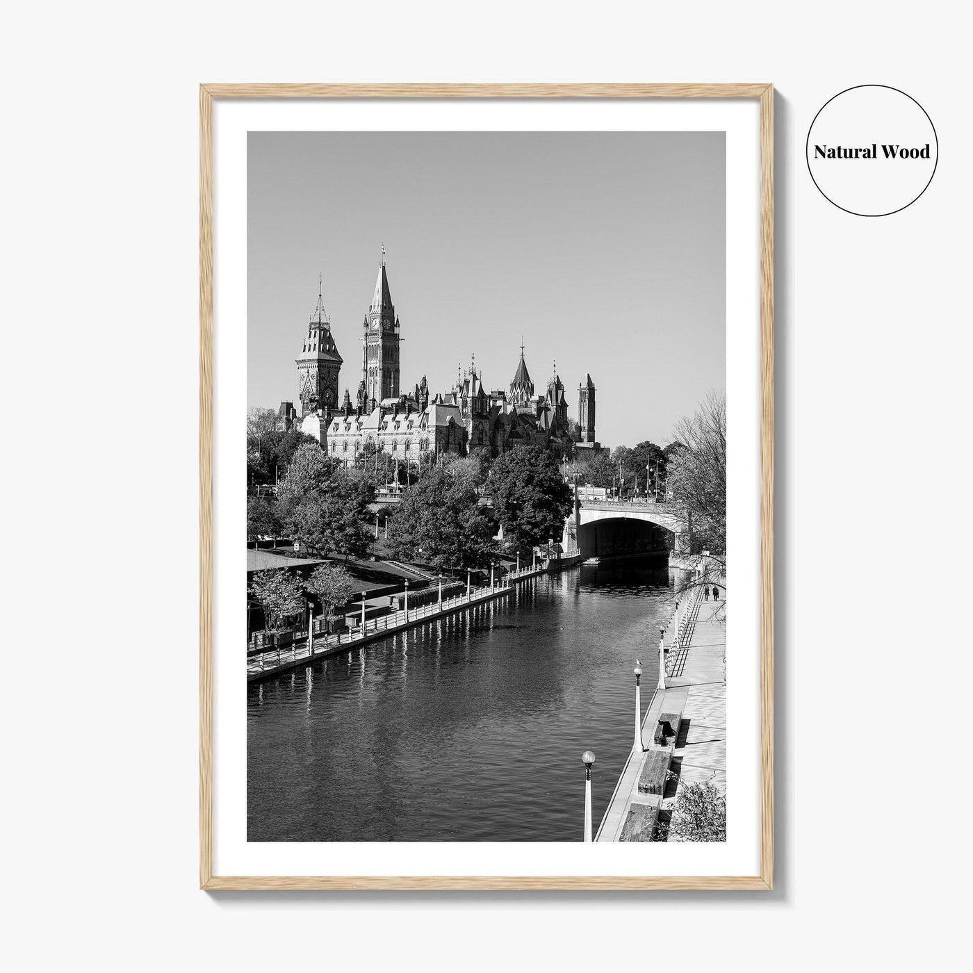 Ottawa Black and White Fine Art Photo Print, Parliament Hill Rideau Canal Ontario Poster