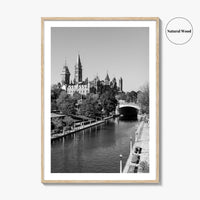 Ottawa Black and White Fine Art Photo Print, Parliament Hill Rideau Canal Ontario Poster