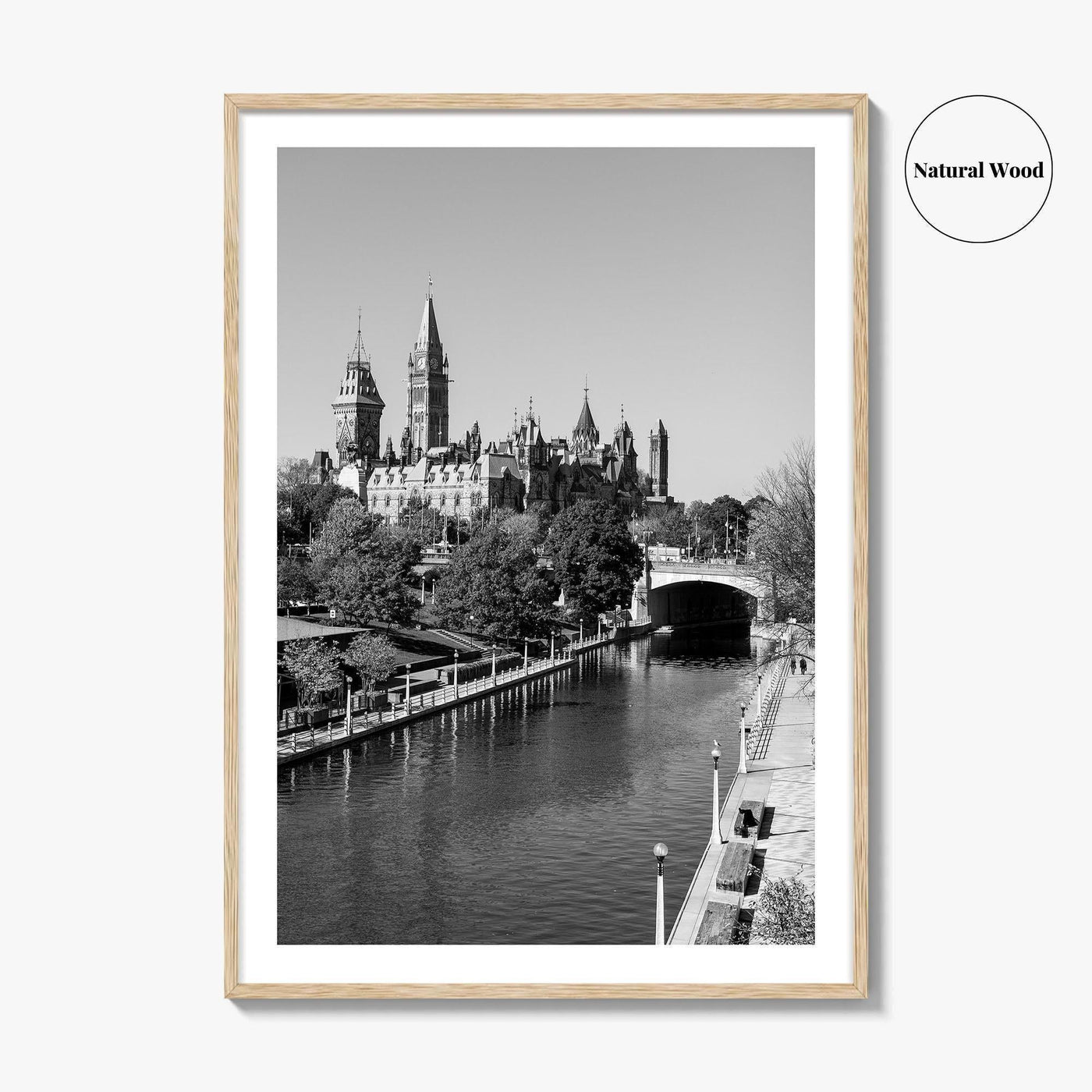Ottawa Black and White Fine Art Photo Print, Parliament Hill Rideau Canal Ontario Poster