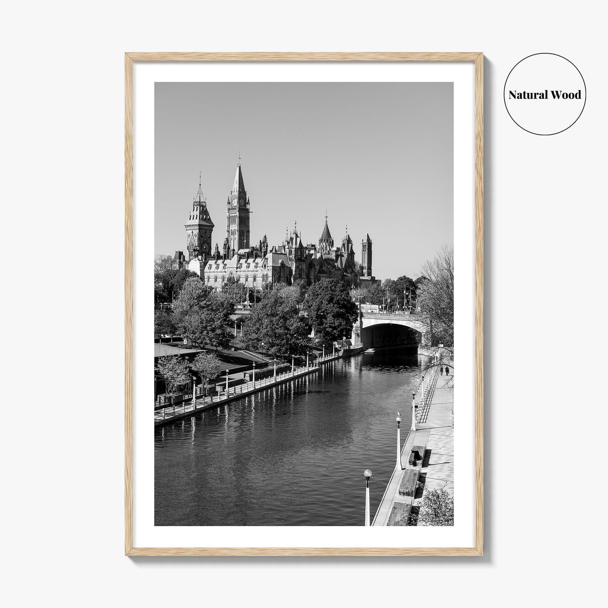 Ottawa Black and White Fine Art Photo Print, Parliament Hill Rideau Canal Ontario Poster