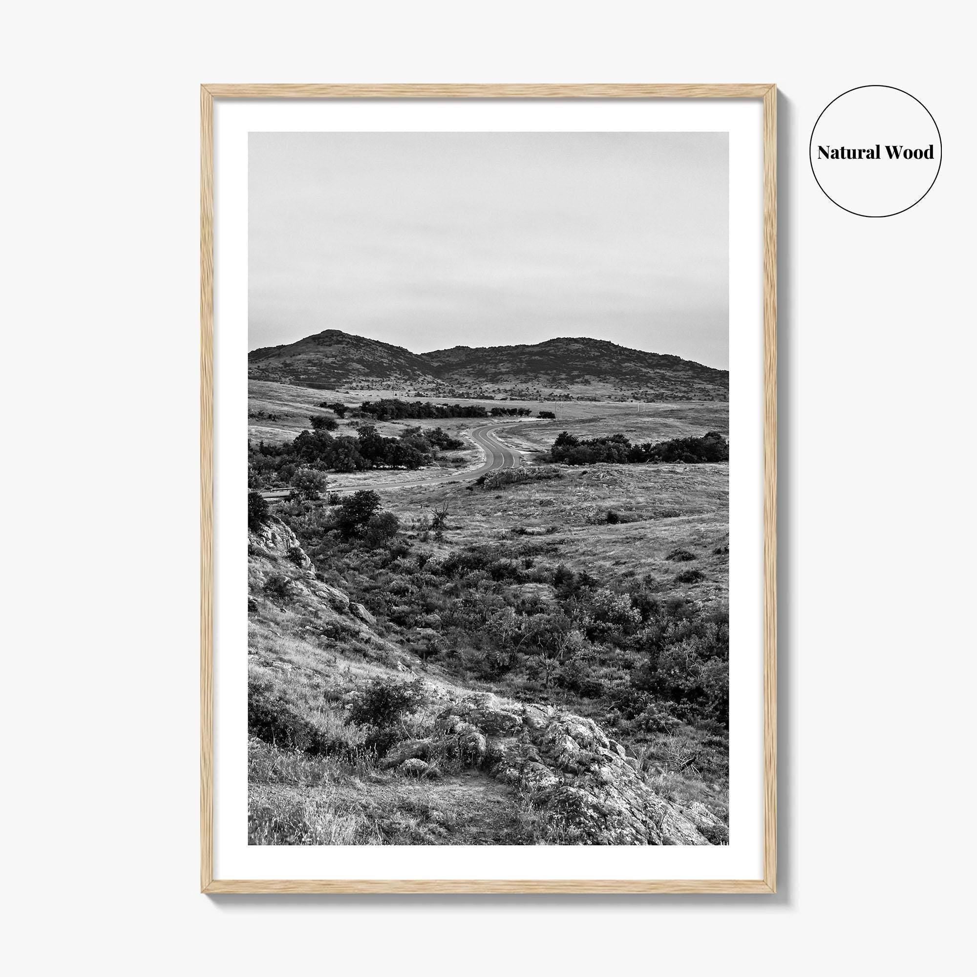 Oklahoma Black and White Fine Art Photo Print, Wichita Mountains, Lawton OK Wall Poster