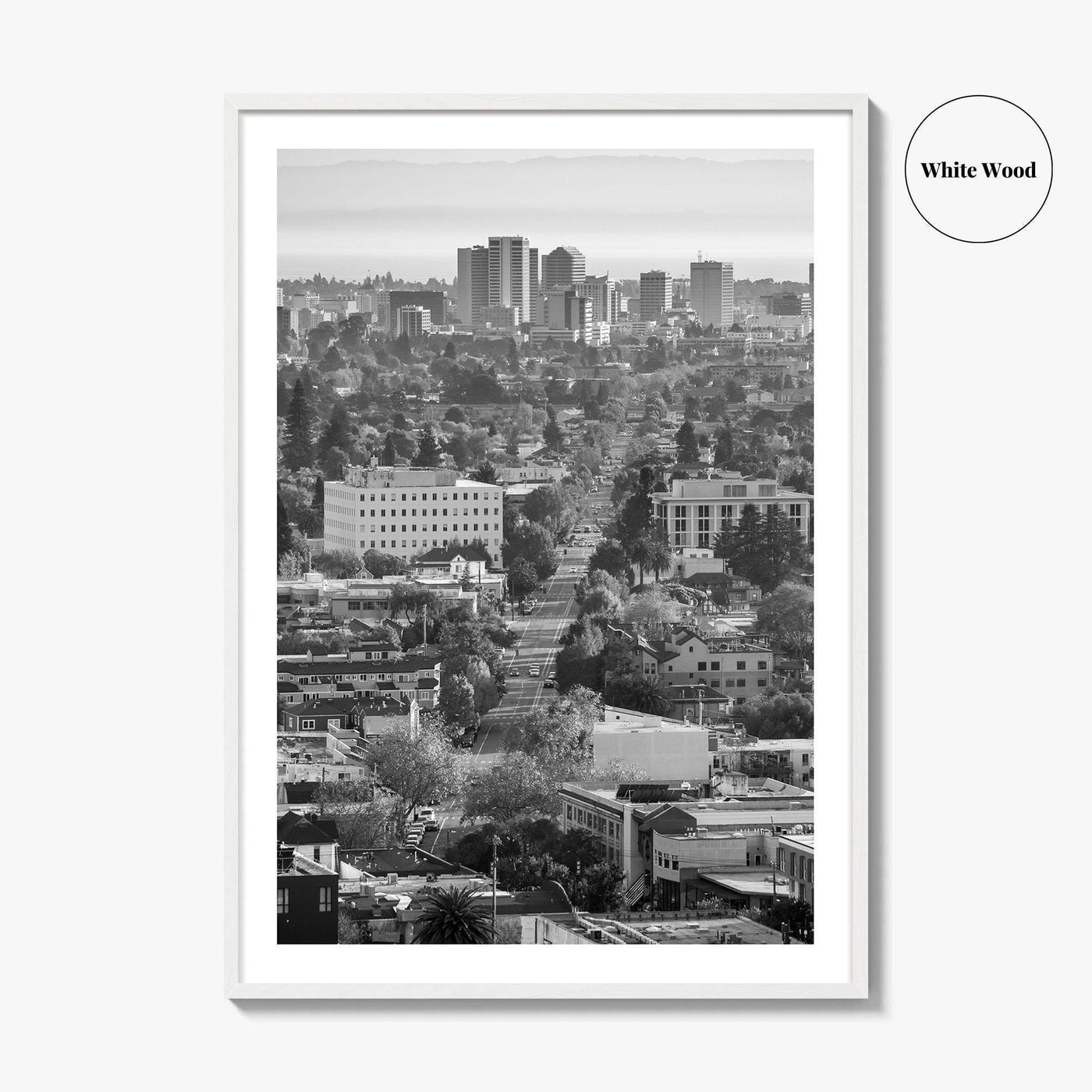 Oakland Skyline Black and White Fine Art Photo Print, Berkeley San Francisco Bay Poster