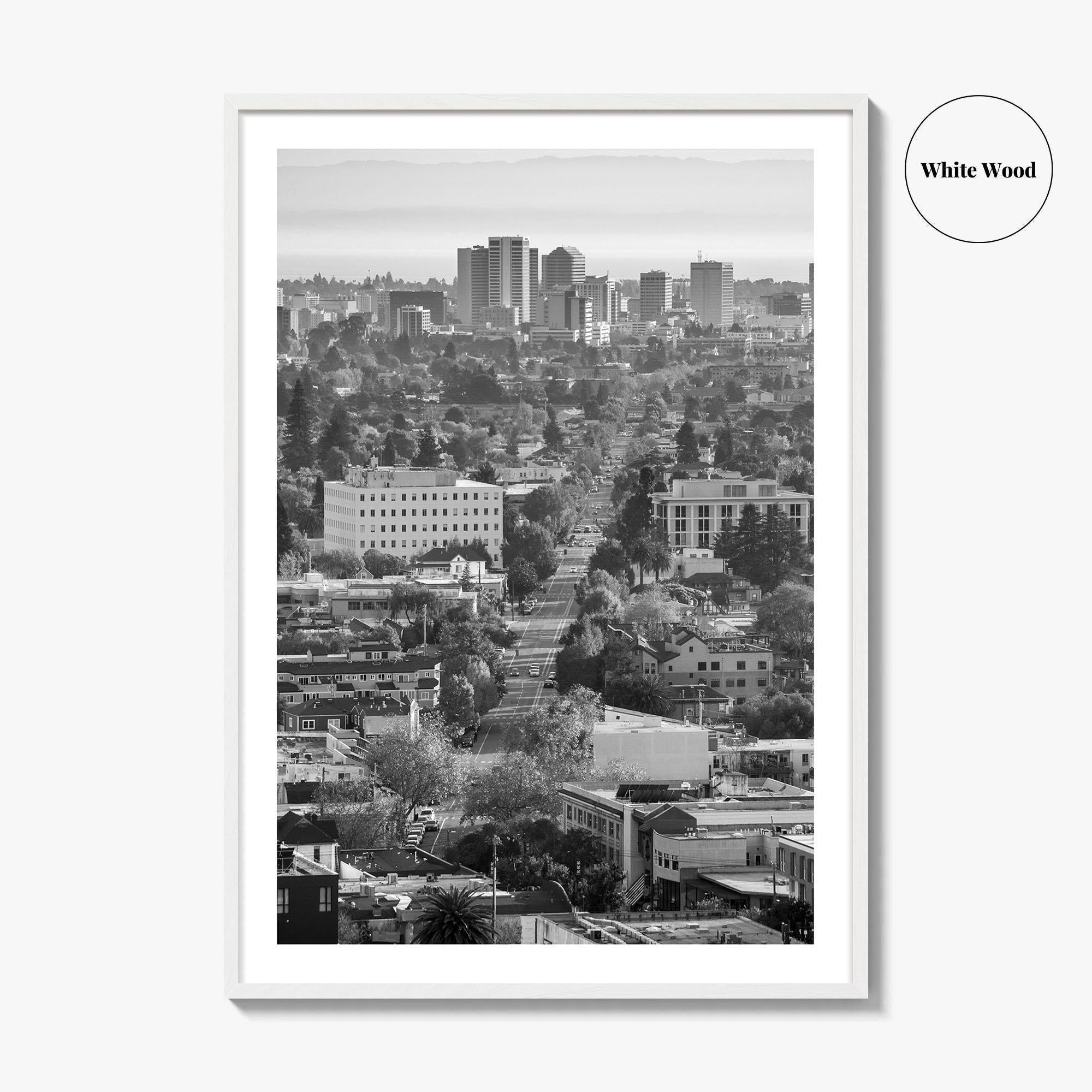 Oakland Skyline Black and White Fine Art Photo Print, Berkeley San Francisco Bay Poster