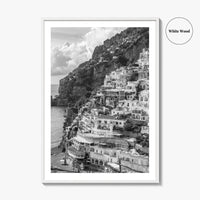Positano Black and White Fine Art Photo Print, Amalfi Coast Italy Poster