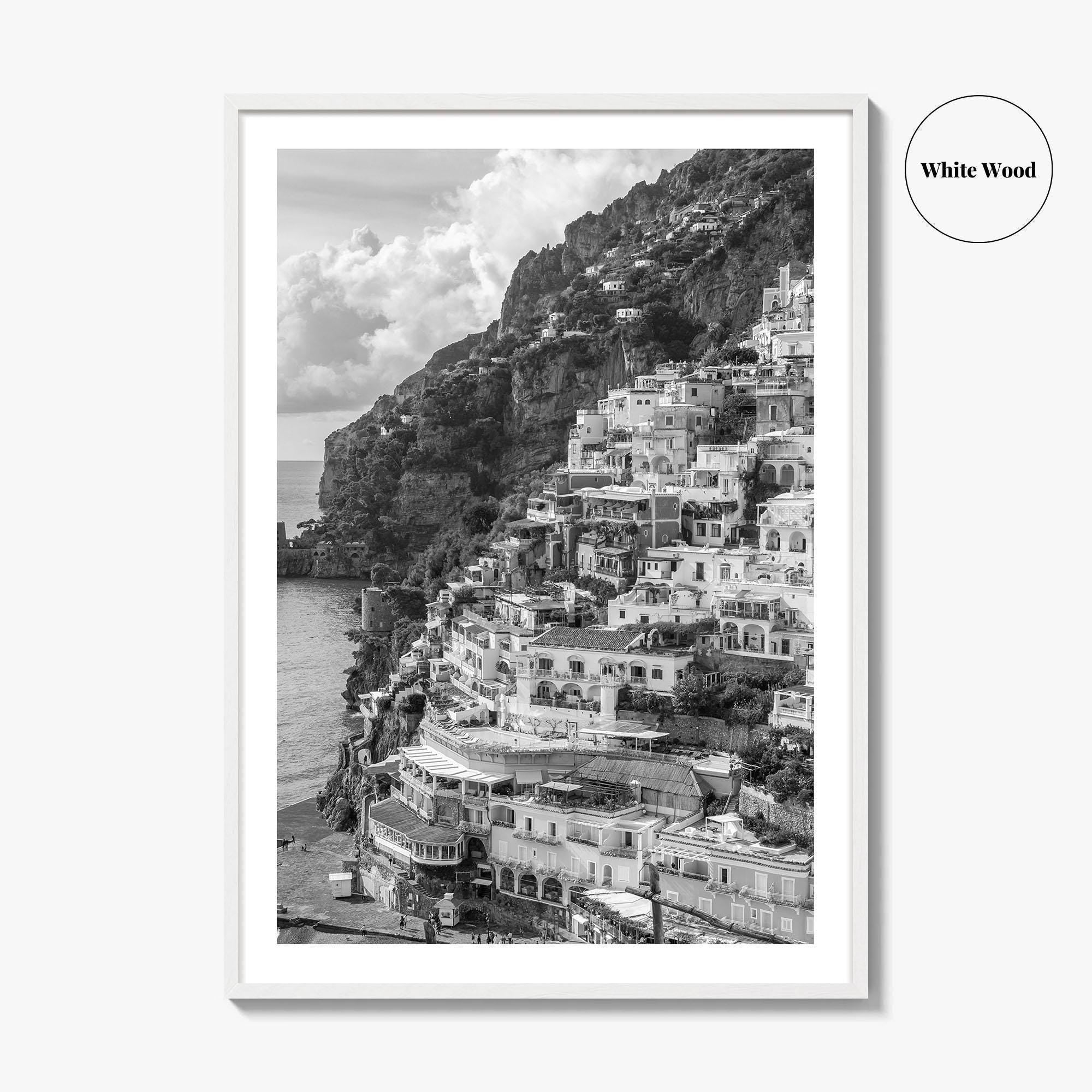 Positano Black and White Fine Art Photo Print, Amalfi Coast Italy Poster