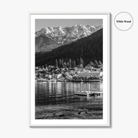 Queenstown Black and White Fine Art Photo Print, Lake Wakatipu, South Island Poster
