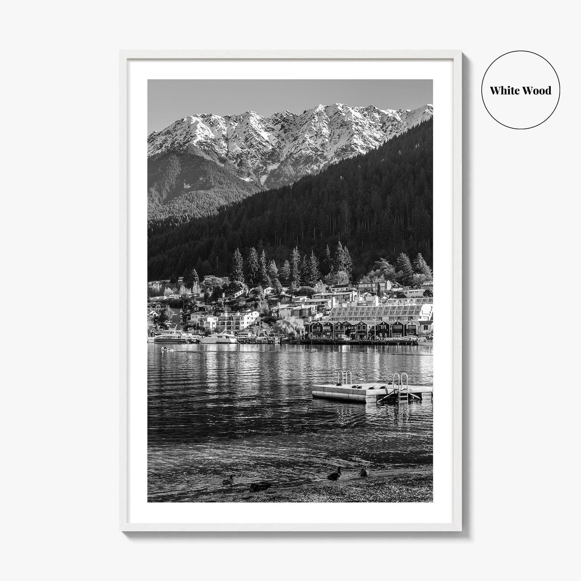 Queenstown Black and White Fine Art Photo Print, Lake Wakatipu, South Island Poster