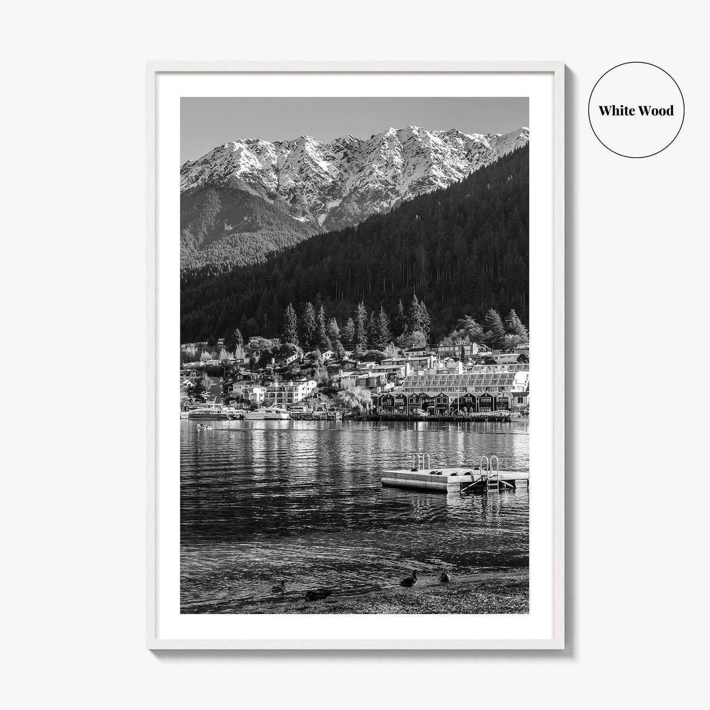Queenstown Black and White Fine Art Photo Print, Lake Wakatipu, South Island Poster