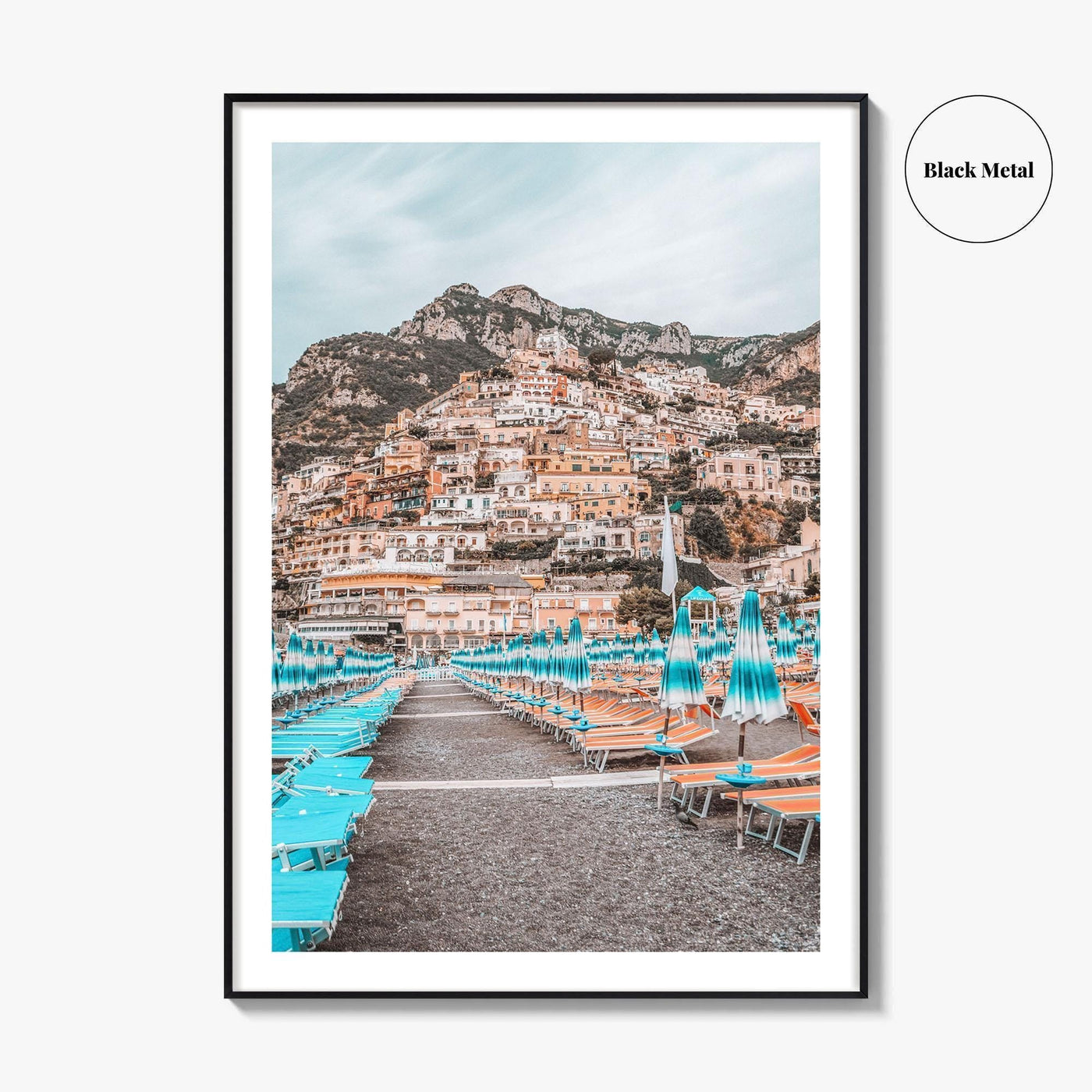 Positano Fine Art Photo Print, Amalfi Coast Italy Beach Umbrellas Wall Decor Poster