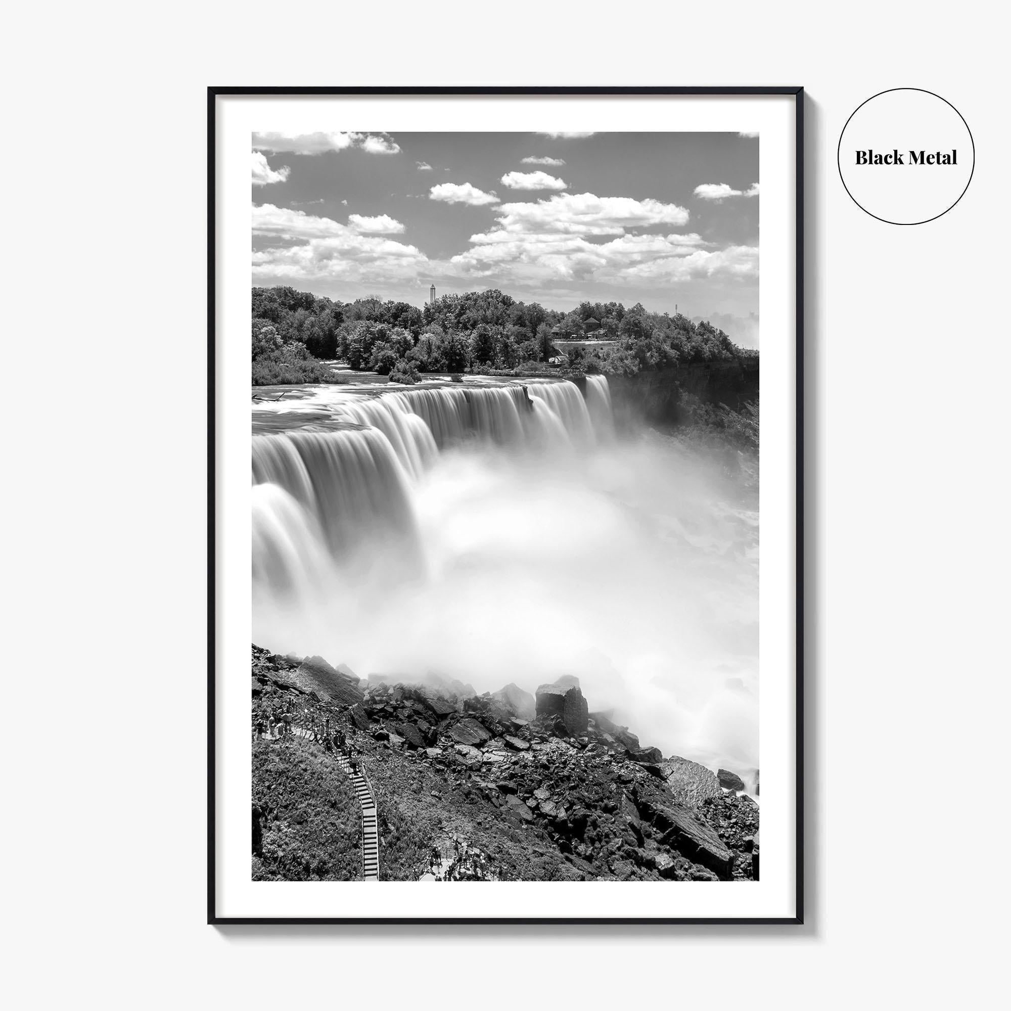 Niagara Falls Black and White Fine Art Photo Print, USA Canada Waterfall Ontario Poster