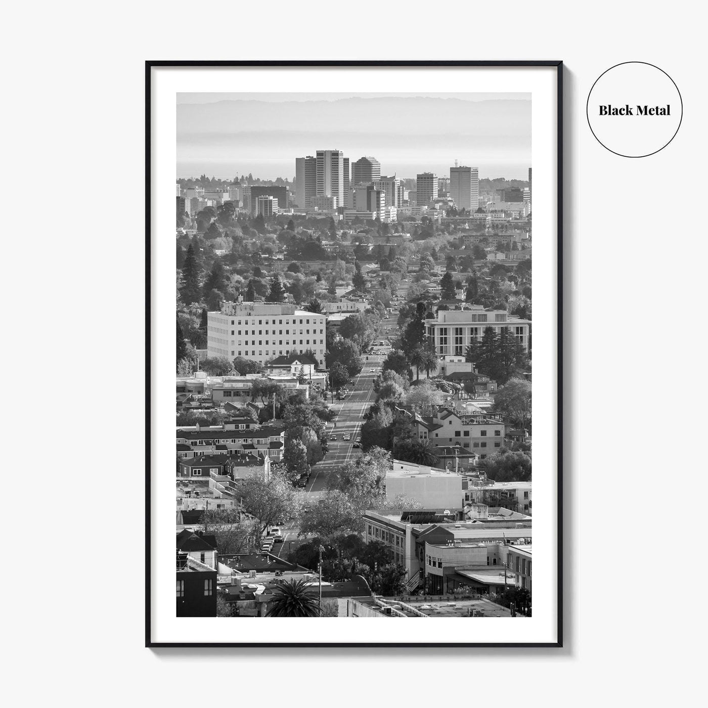 Oakland Skyline Black and White Fine Art Photo Print, Berkeley San Francisco Bay Poster
