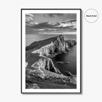 Neist Point Lighthouse Black and White Fine Art Photo Print, Isle of Skye Poster