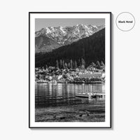Queenstown Black and White Fine Art Photo Print, Lake Wakatipu, South Island Poster