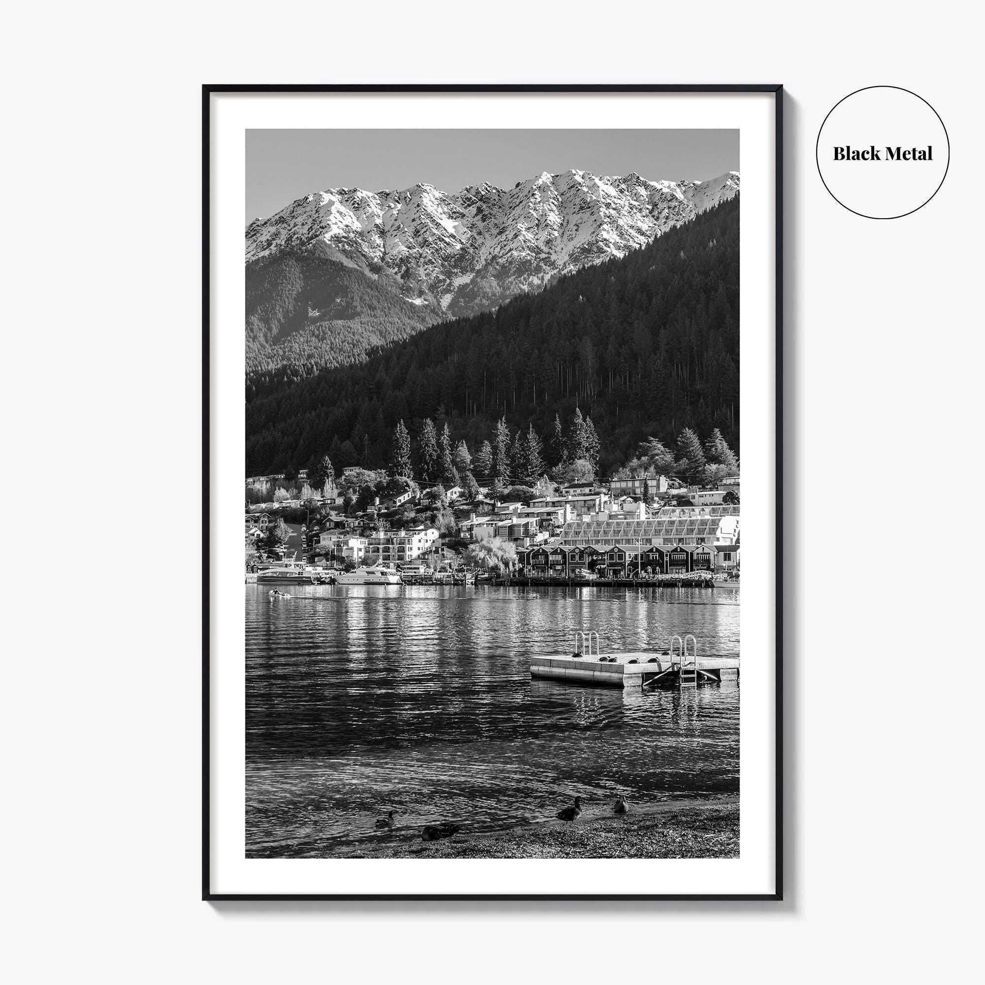 Queenstown Black and White Fine Art Photo Print, Lake Wakatipu, South Island Poster