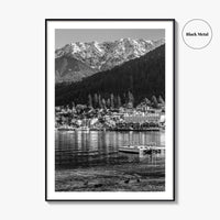 Queenstown Black and White Fine Art Photo Print, Lake Wakatipu, South Island Poster