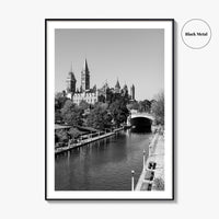 Ottawa Black and White Fine Art Photo Print, Parliament Hill Rideau Canal Ontario Poster