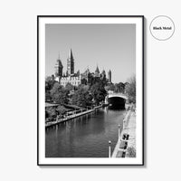 Ottawa Black and White Fine Art Photo Print, Parliament Hill Rideau Canal Ontario Poster