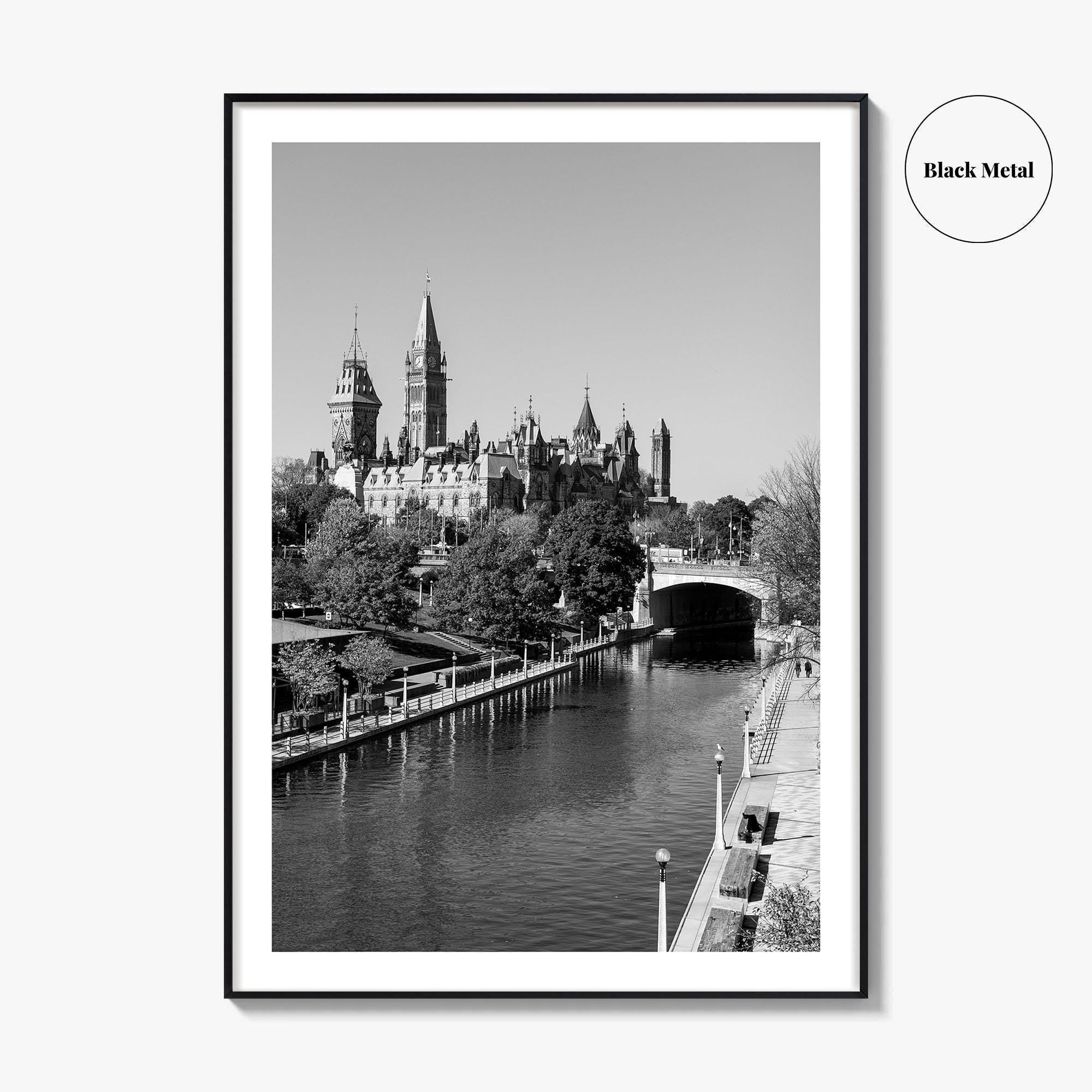 Ottawa Black and White Fine Art Photo Print, Parliament Hill Rideau Canal Ontario Poster