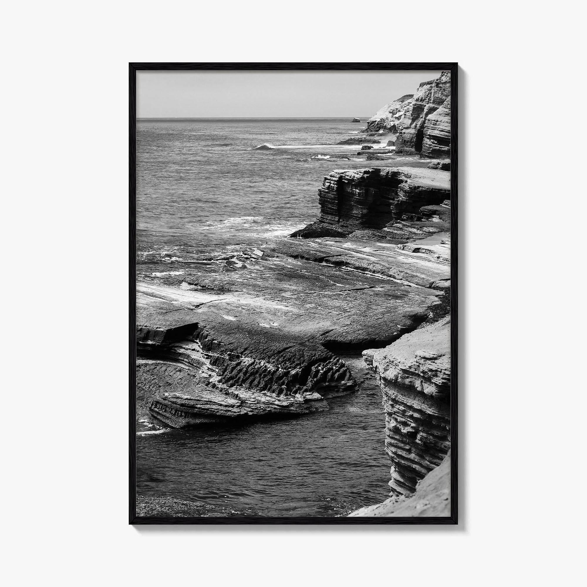 Point Loma Black and White Fine Art Photo Print, Sunset Cliffs San Diego Poster